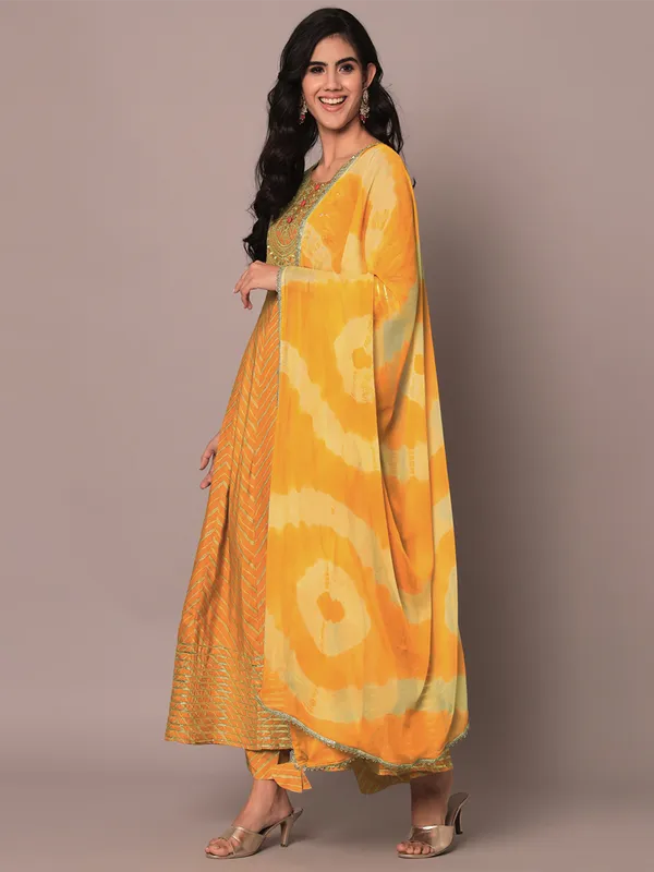 Yellow_Embroidered_Anarkali_Kurta_Set_with_Dupatta