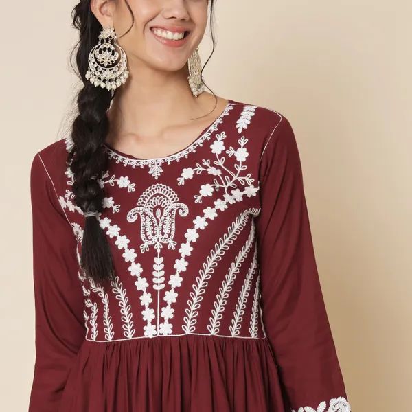 Brown_and_White_Embroidered_Anarkali_Dress_with_Dupatta