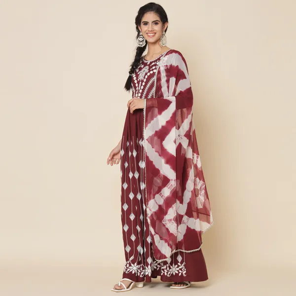 Brown_and_White_Embroidered_Anarkali_Dress_with_Dupatta