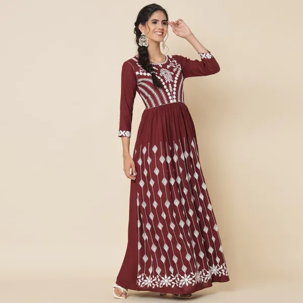 Brown_and_White_Embroidered_Anarkali_Dress_with_Dupatta