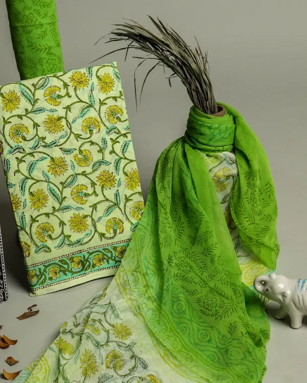Cotton_Yellow_and_Green_Hand_Block_Floral_Printed_Unstitched_Suit_Set