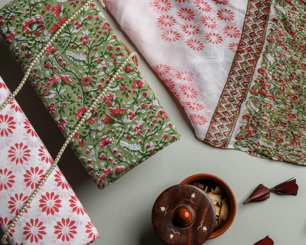 Cotton_Green_and_Pink_Hand_Block_Floral_Printed_Unstitched_Suit_Set