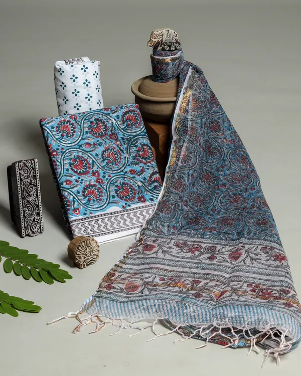 Cotton_Blue_and_Multicolor_Hand_Block_Floral_Printed_Unstitched_Suit_Set