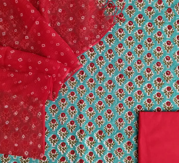 Rapid_Hand_block_Print_cotton_suit_set_with_Bandhej_Kota_Dorriya_Duppata