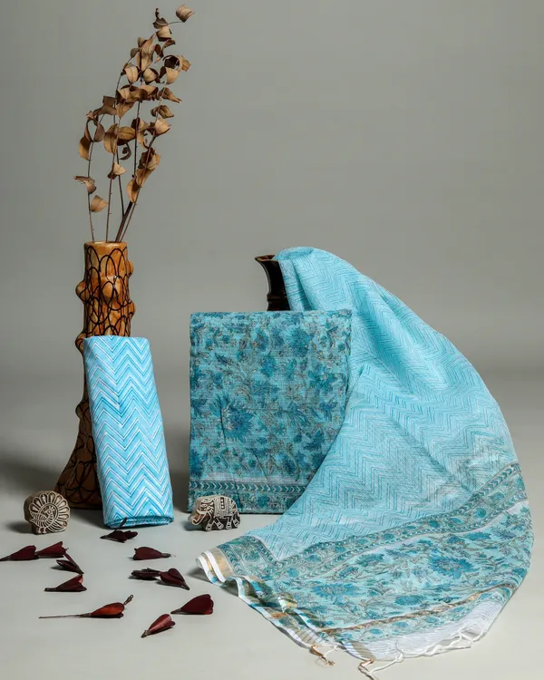 Cotton_Blue_Hand_Block_Floral_Printed_Unstitched_Suit_Set