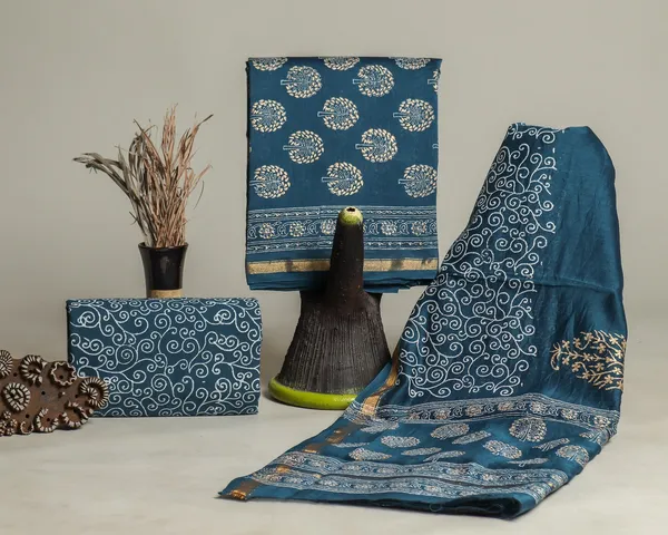 Chanderi_Silk_Blue_and_Yellow_Hand_Block_Ethnic_Motif_Printed_Unstitched_Suit_Set