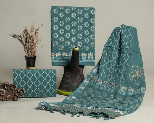 Cotton_Teal_and_Gold_Hand_Block_Ethnic_Motif_Printed_Unstitched_Suit_Set