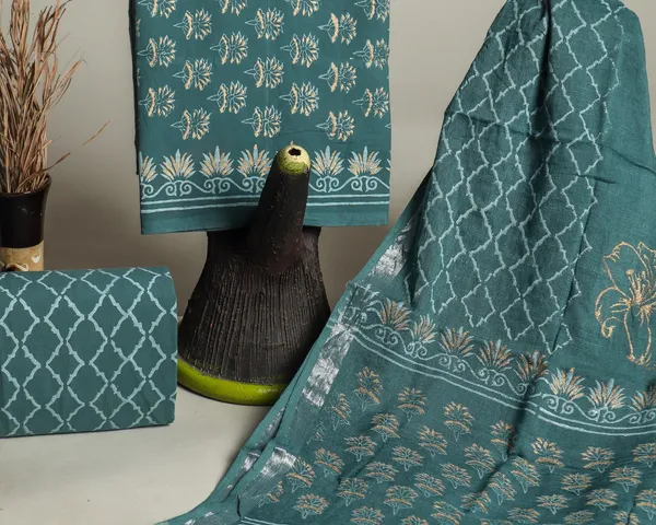 Cotton_Teal_and_Gold_Hand_Block_Ethnic_Motif_Printed_Unstitched_Suit_Set