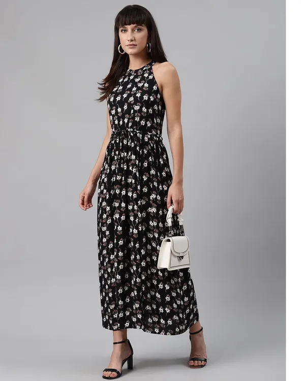 Black_Floral_Print_Midi_Dress