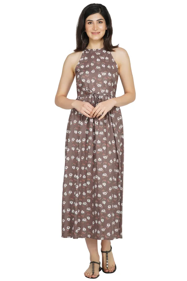 Taupe_Floral_Print_Midi_Dress