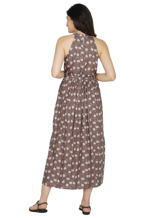 Taupe_Floral_Print_Midi_Dress