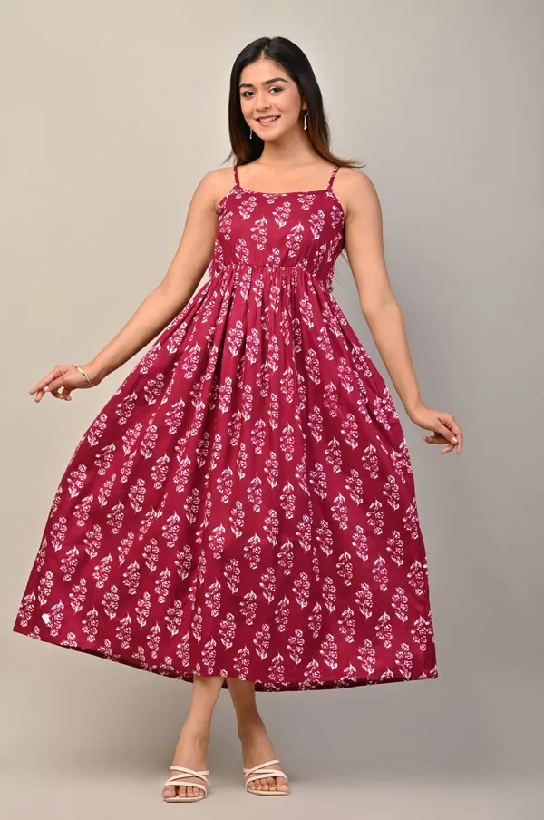 Maroon_and_White_Ethnic_Floral_Print_Midi_Dress