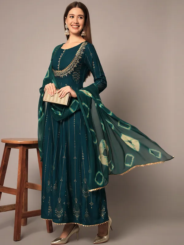 Teal_Embroidered_Ethnic_Gold_Printed_Maxi_A