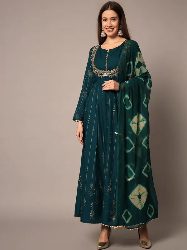 Teal_Embroidered_Ethnic_Gold_Printed_Maxi_A
