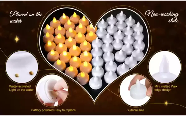 Pack_Of_12/24/36_White_Tealight_Water_Sensor_Battery_Operated_Waterpoor_Led_Light_Candle