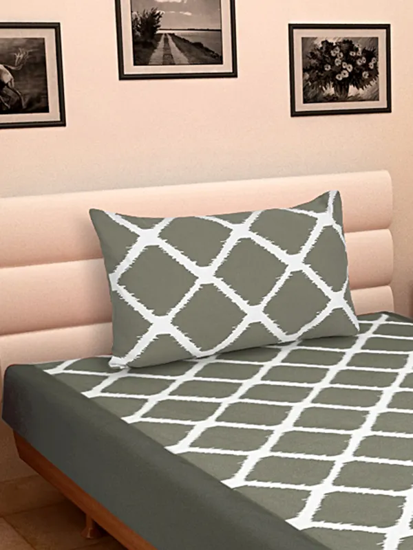 Pack_of_2_Pieces_Cotton_Grey_Ikat_Printed_Single_Bedsheet_With_Pillow_Cover_for_Bedroom,_Guest_Room,_Kids_Room