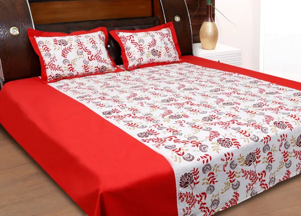 Pack_of_2_&_3_Pieces_Cotton_Red_Floral_Bonanza_Printed_Bedsheet_Set_With_Pillow_Covers_for_Bedroom,_Guest_Room,_Kids_Room