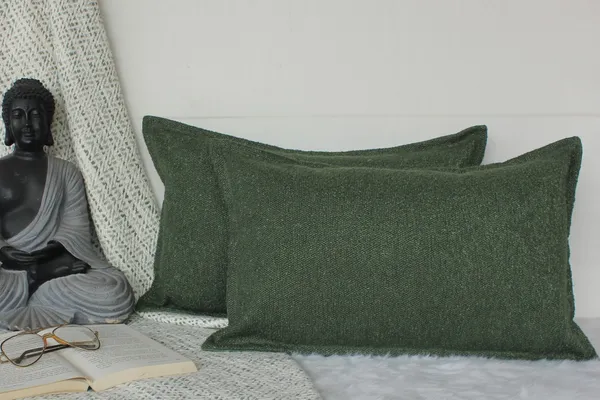 Pack_of_2_Pieces_Polyester_Dark_Green_Delta_Boucle_Collection_Cushion_and_Pillow_Cover_for_Living_Room_and_Bedroom