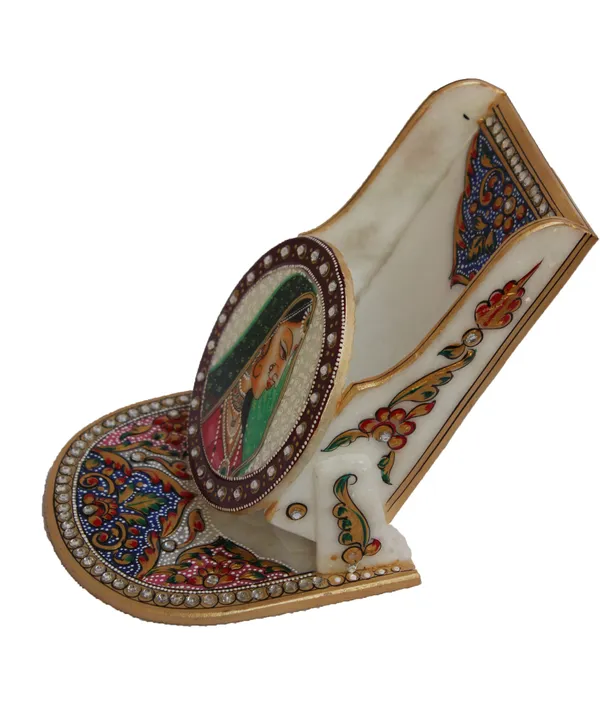 Pack_of_1_Piece_Marble_Multicolor_Hand_Painted_Queen_Mobile_Holder_for_Home_and_Table_Decoration