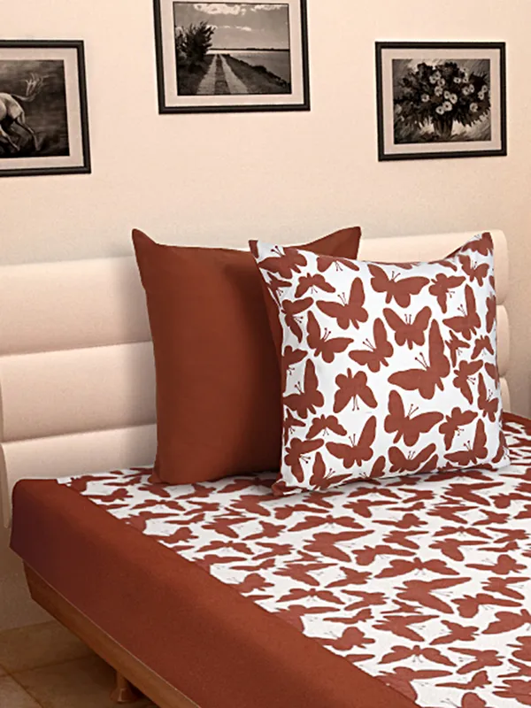 Pack_of_3_Pieces_Cotton_Maroon_Butterfly_Printed_Single_Bedsheet_With_Sham_Cover_for_Bedroom,_Guest_Room,_Kids_Room