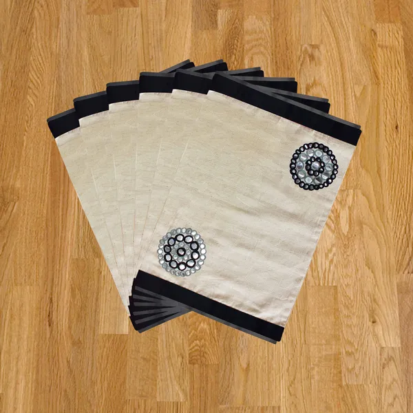 Pack_of_18_Pieces_Cotton_Black_Grey_Circular_embroidery_Place_Mat_for_Dinning_and_Center_Table