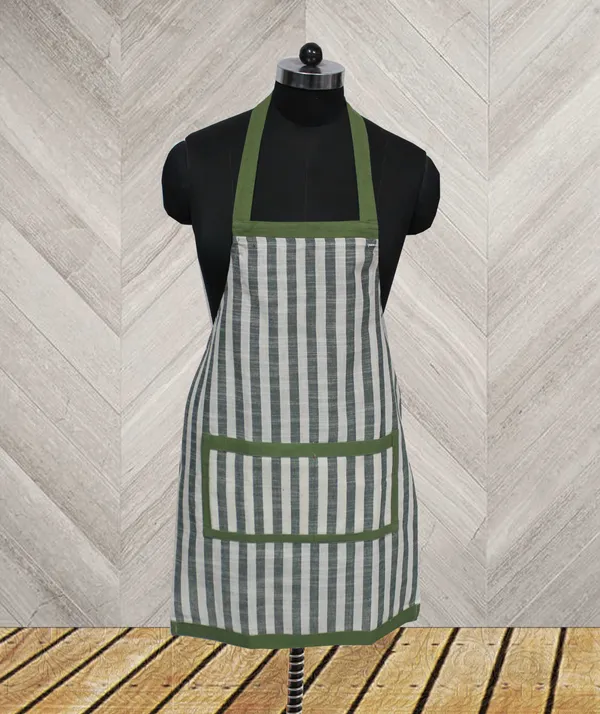 Pack_of_1_Piece_Cotton_Green_Cotton_Green_Stripe_Apron_Set_for_Kitchen_for_Women_Men_Girl_and_Boy