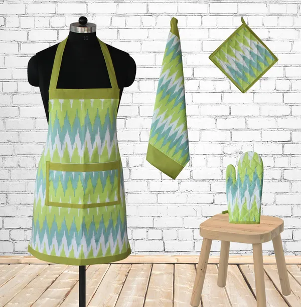 Pack_of_4_Pieces_Cotton_Green_Ternion_Printed_Apron_Set_for_Kitchen_for_Women_Men_Girl_and_Boy