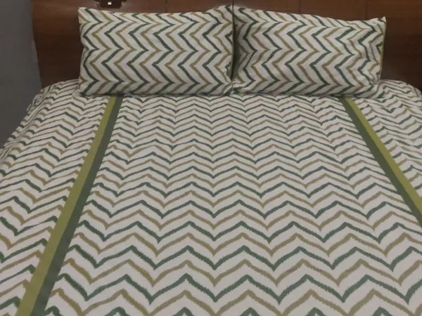 Pack_of_3_Pieces_Cotton_Green_Double_Iket_Printed_Cotton_Bedsheet_With_Pillow_Cover_for_Bedroom,_Guest_Room,_Kids_Room