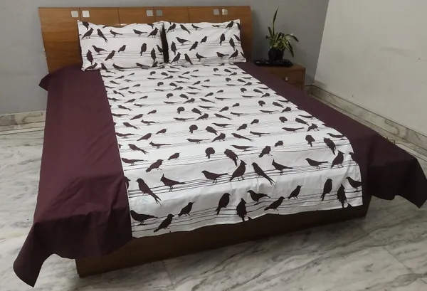 Pack_of_3_Pieces_Cotton_Brown_Bird_Printed_Bedsheet_With_Pillow_Cover_for_Bedroom,_Guest_Room,_Kids_Room