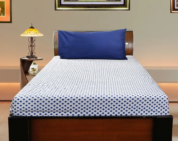 Pack_of_2_Pieces_Cotton_Blue_Polka_Dot_Printed_Single_Bedsheet_With_Pillow_Cover_for_Bedroom,_Guest_Room,_Kids_Room
