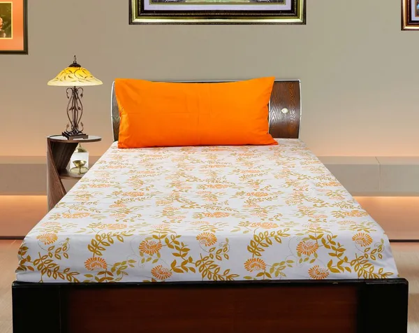 Pack_of_2_Pieces_Cotton_Orange_Floral_Printed_Single_Bedsheet_With_Pillow_Cover_for_Bedroom,_Guest_Room,_Kids_Room