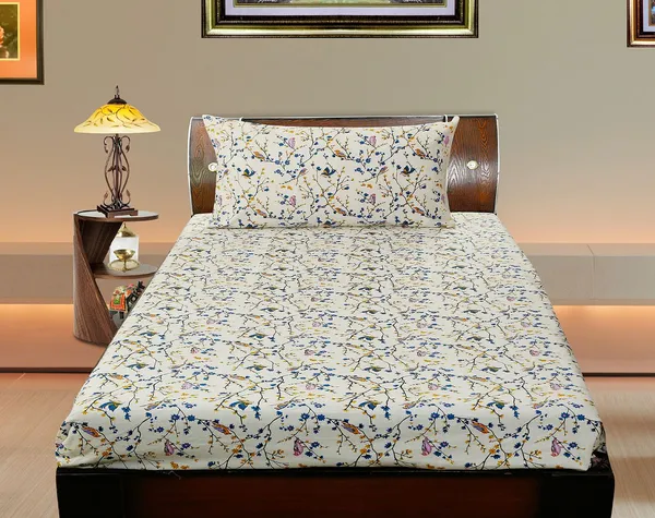 Pack_of_2_Pieces_Cotton_Cream_Mini_Bird_Printed_Single_Bedsheet_With_Pillow_Cover_for_Bedroom,_Guest_Room,_Kids_Room