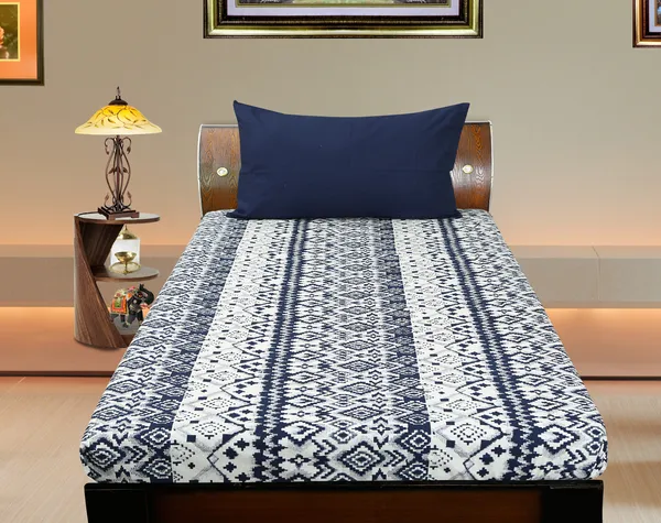 Pack_of_2_Pieces_Cotton_Blue_Ikat_Star_Printed_Single_Bedsheet_With_Pillow_Cover_for_Bedroom,_Guest_Room,_Kids_Room