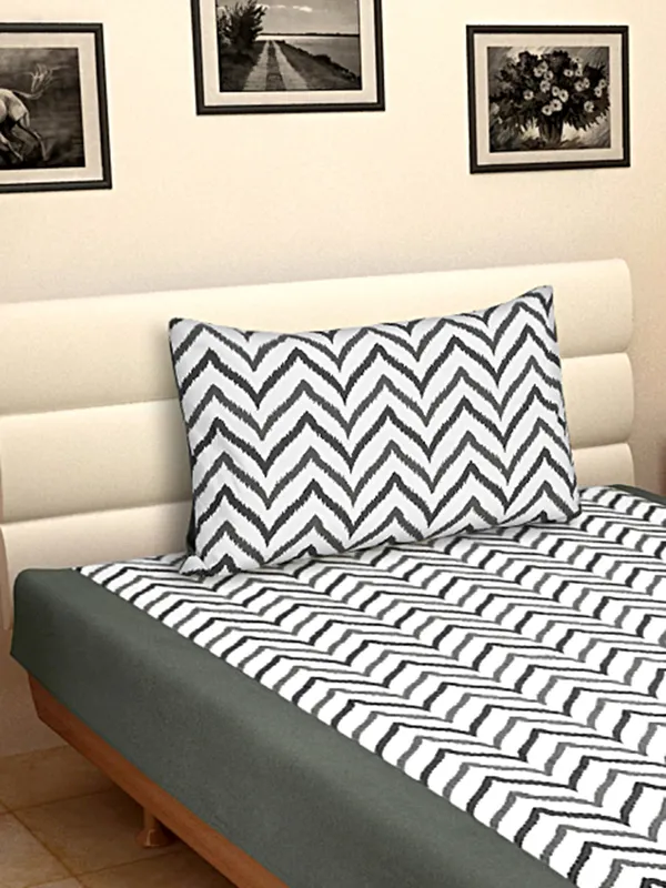 Pack_of_2_Pieces_Cotton_Grey_Double_Ikat_Printed_Single_Bedsheet_With_Pillow_Cover_for_Bedroom,_Guest_Room,_Kids_Room