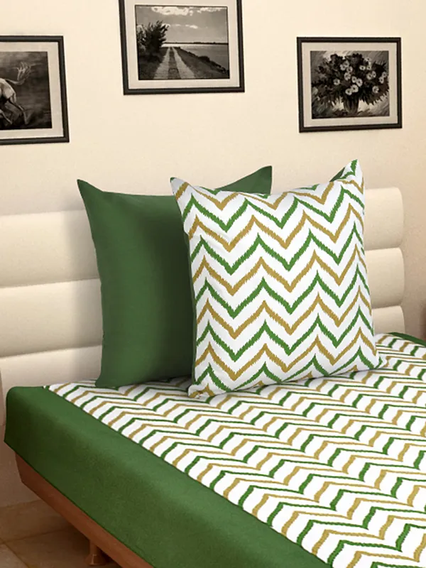 Pack_of_3_Pieces_Cotton_Green_Double_Ikat_Printed_Single_Bedsheet_With_Sham_Cover_for_Bedroom,_Guest_Room,_Kids_Room