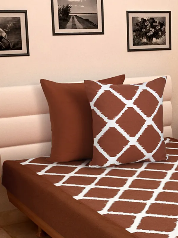 Pack_of_3_Pieces_Cotton_Rust_Ikat_Cotton_Printed_Single_Bedsheet_With_Sham_Cover_for_Bedroom,_Guest_Room,_Kids_Room