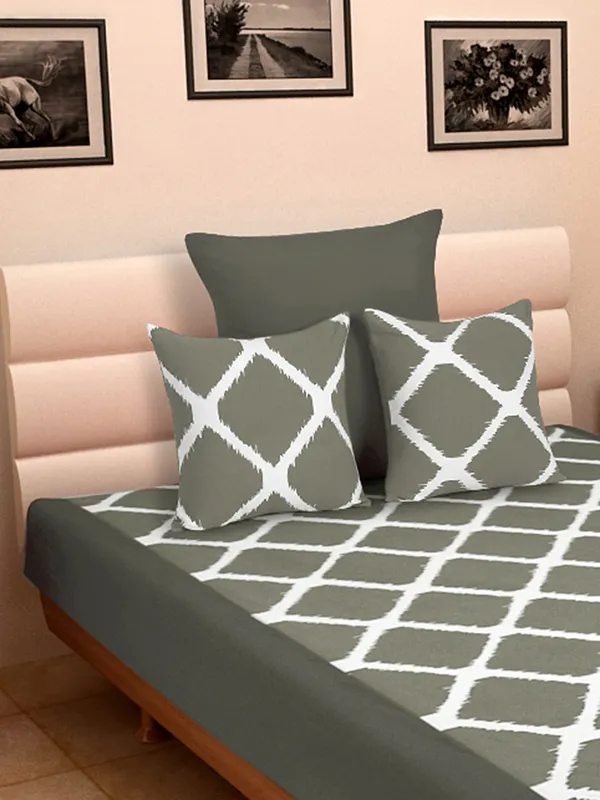 Pack_of_4_Pieces_Cotton_Grey_Ikat_Printed_Single_Bedsheet_With_Sham_Cover_and_Cushion_Cover_for_Bedroom,_Guest_Room,_Kids_Room