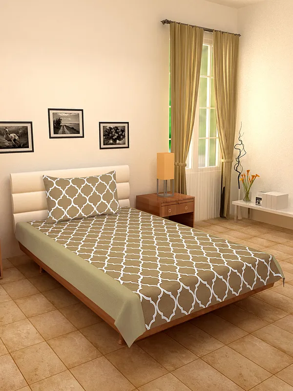 Pack_of_2_Pieces_Cotton_Beige_Ogee_Printed_Single_Bedsheet_With_Pillow_Cover_for_Bedroom,_Guest_Room,_Kids_Room