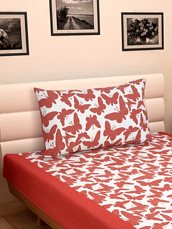 Pack_of_2_Pieces_Cotton_Coral_Butterfly_Printed_Single_Bedsheet_With_Pillow_Cover_for_Bedroom,_Guest_Room,_Kids_Room