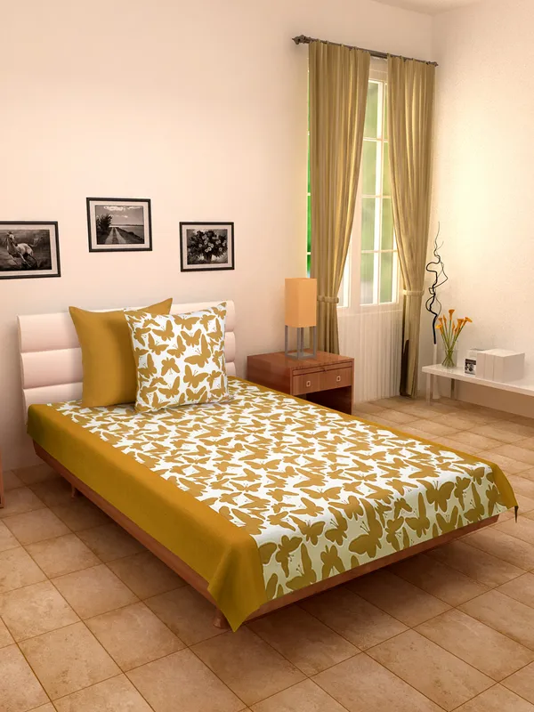 Pack_of_3_Pieces_Cotton_Yellow_Butterfly_Printed_Single_Bedsheet_With_Sham_Cover_for_Bedroom,_Guest_Room,_Kids_Room