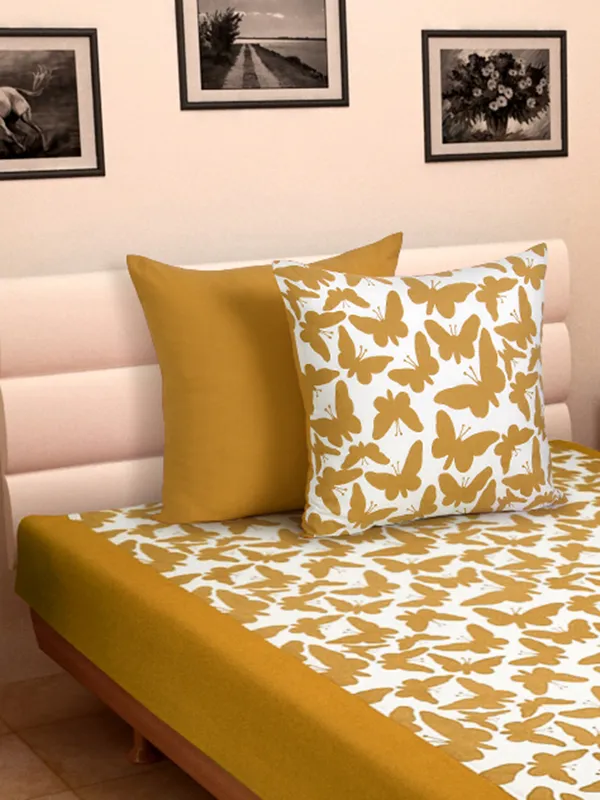 Pack_of_3_Pieces_Cotton_Yellow_Butterfly_Printed_Single_Bedsheet_With_Sham_Cover_for_Bedroom,_Guest_Room,_Kids_Room
