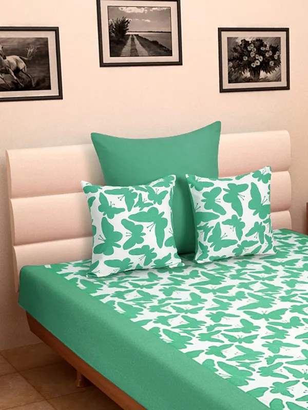 Pack_of_4_Pieces_Cotton_Aqua_Butterfly_Printed_Single_Bedsheet_With_Sham_Cover_and_Cushion_Cover_for_Bedroom,_Guest_Room,_Kids_Room
