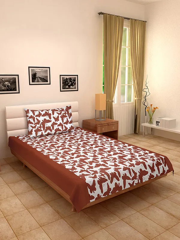 Pack_of_2_Pieces_Cotton_Maroon_Butterfly_Printed_Single_Bedsheet_With_Pillow_Cover_for_Bedroom,_Guest_Room,_Kids_Room