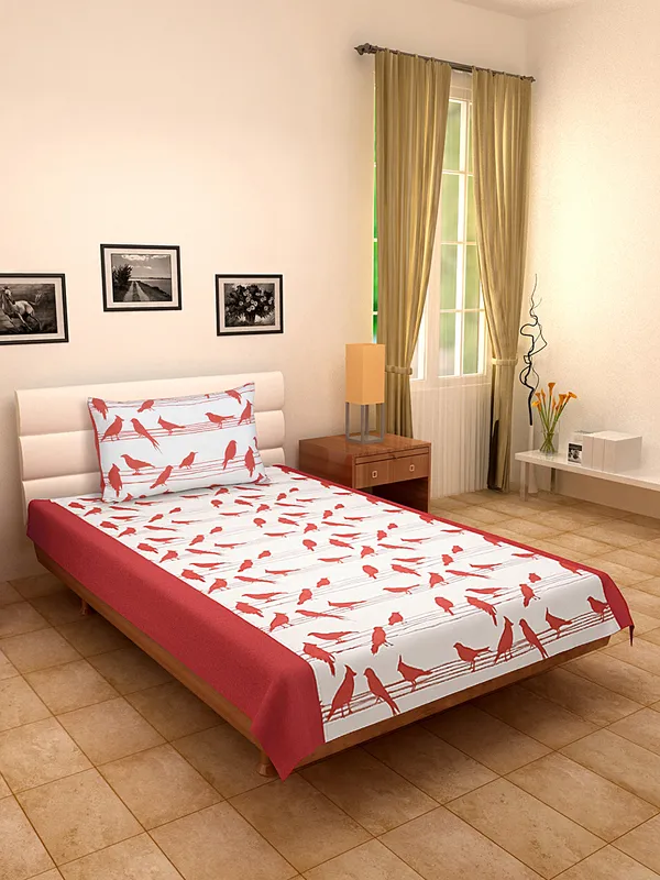 Pack_of_2_Pieces_Cotton_Coral_Big_Bird_Printed_Single_Bedsheet_With_Pillow_Cover_for_Bedroom,_Guest_Room,_Kids_Room