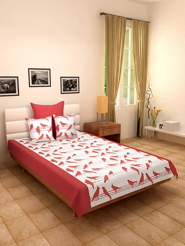 Pack_of_4_Pieces_Cotton_Coral_Big_Bird_Printed_Single_Bedsheet_With_Sham_Cover_and_Cushion_Cover_for_Bedroom,_Guest_Room,_Kids_Room