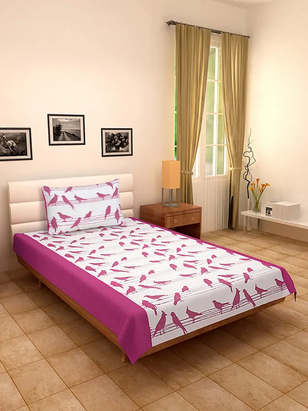 Pack_of_2_Pieces_Cotton_Pink_Big_Bird_Printed_Single_Bedsheet_With_Pillow_Cover_for_Bedroom,_Guest_Room,_Kids_Room