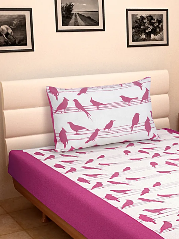 Pack_of_2_Pieces_Cotton_Pink_Big_Bird_Printed_Single_Bedsheet_With_Pillow_Cover_for_Bedroom,_Guest_Room,_Kids_Room