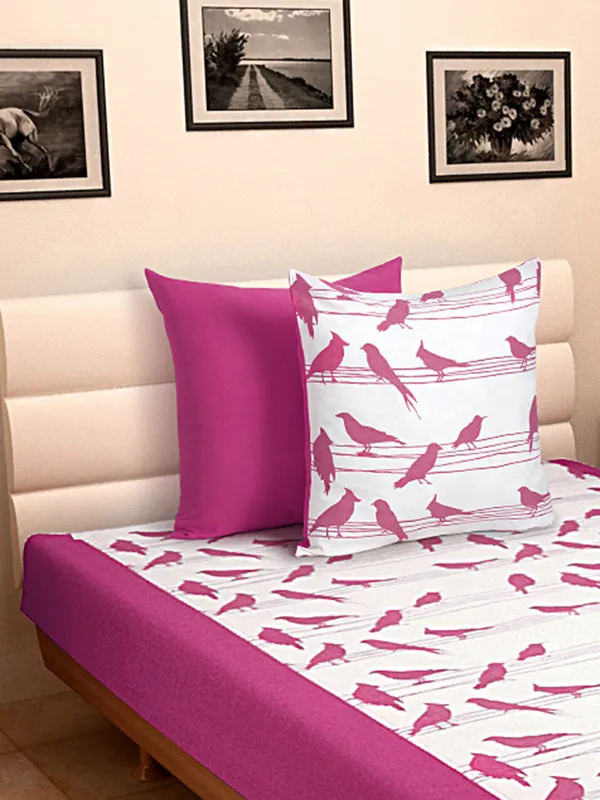 Pack_of_3_Pieces_Cotton_Pink_Big_Bird_Printed_Single_Bedsheet_With_Sham_Cover_for_Bedroom,_Guest_Room,_Kids_Room