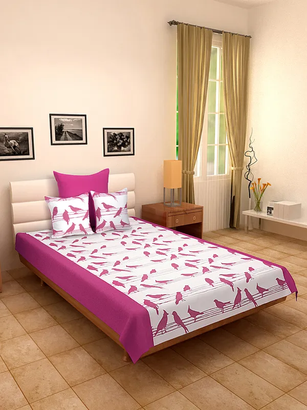 Pack_of_4_Pieces_Cotton_Pink_Big_Bird_Printed_Single_Bedsheet_With_Sham_Cover_and_Cushion_Cover_for_Bedroom,_Guest_Room,_Kids_Room