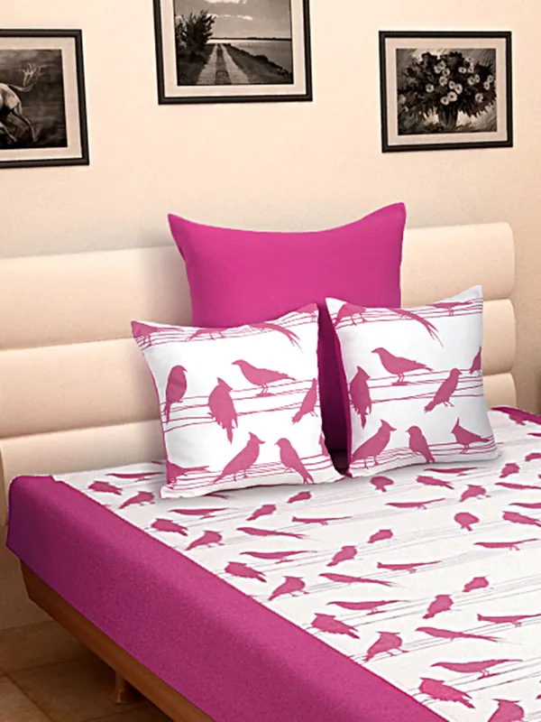 Pack_of_4_Pieces_Cotton_Pink_Big_Bird_Printed_Single_Bedsheet_With_Sham_Cover_and_Cushion_Cover_for_Bedroom,_Guest_Room,_Kids_Room